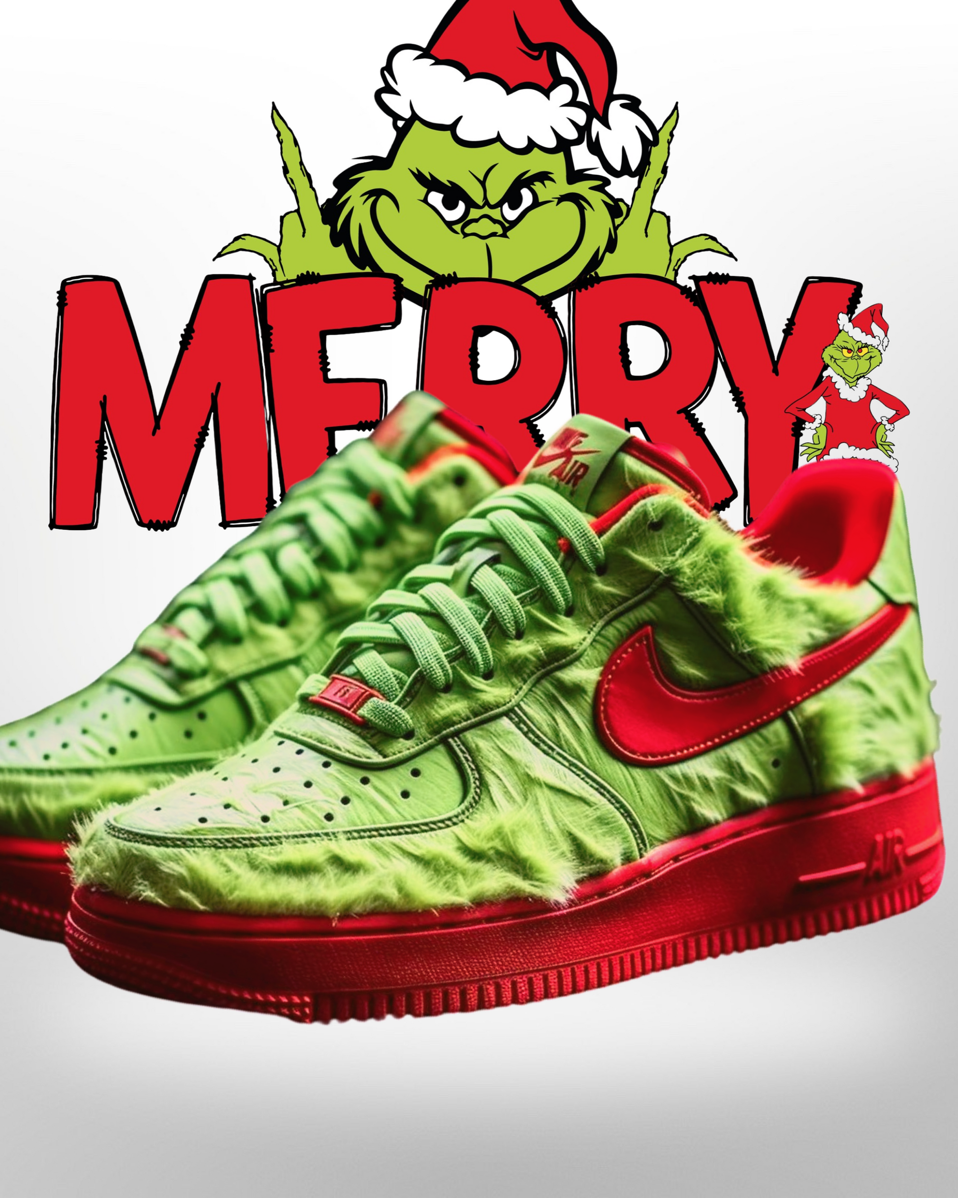 Nike Air Force 1 Custom Christmas XMAS Special Shoes Green Red